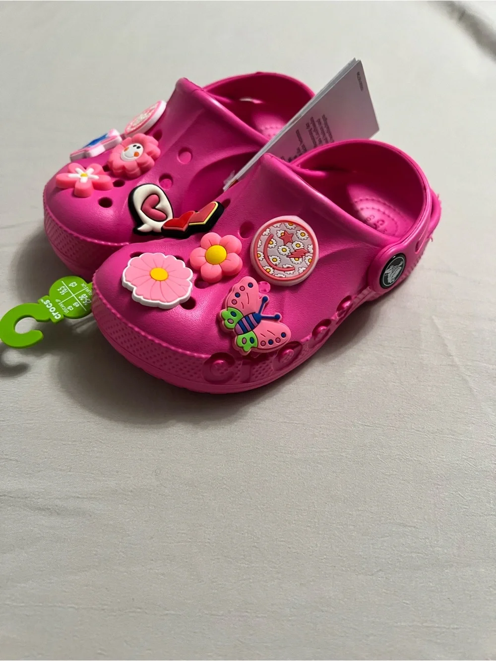 CROCS Kids' Hot Pink Clog Sandals with Decorative Charms